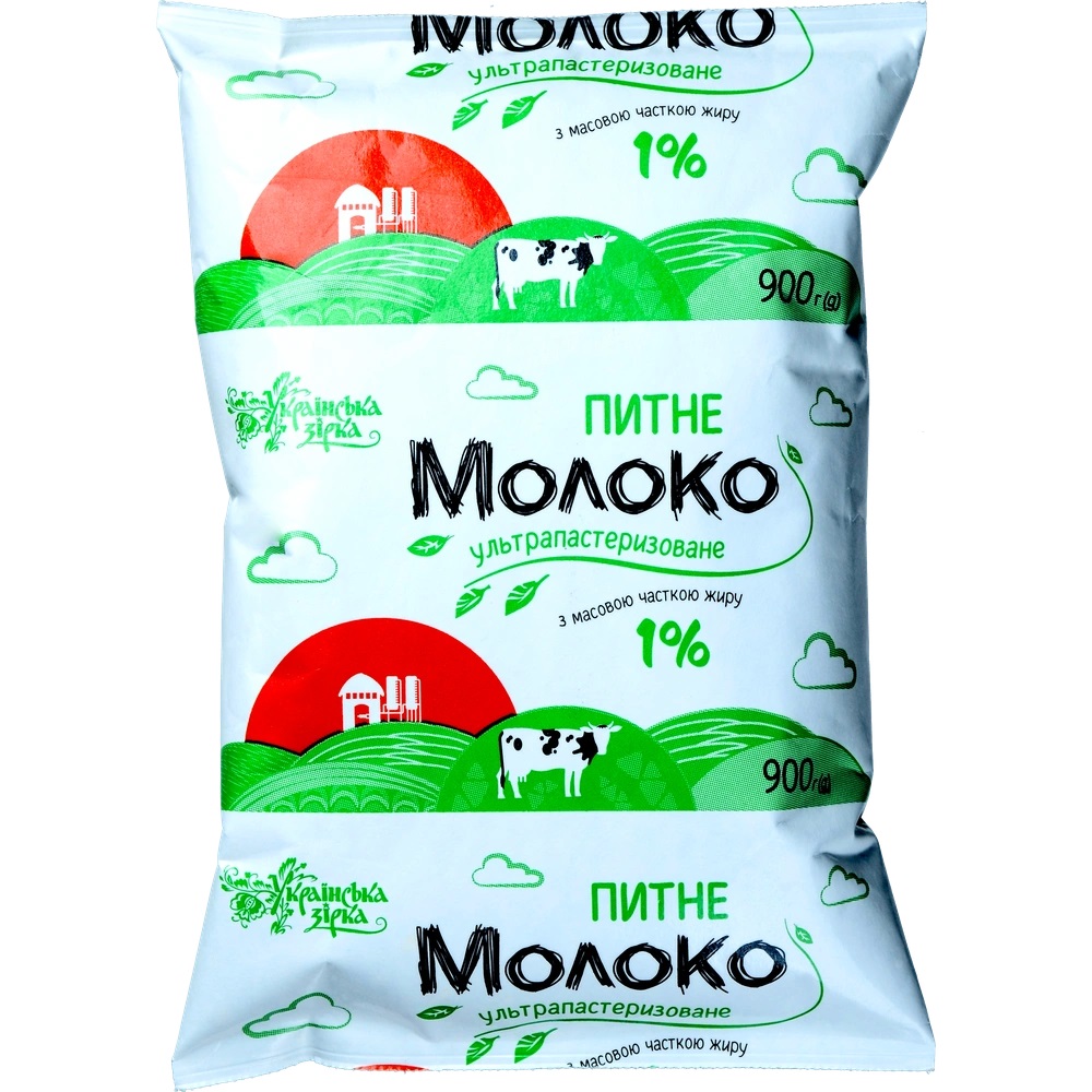 Молоко Українська зірка 900 г 1% т/ф